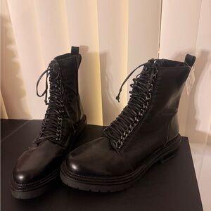 Women's Black Lace-Up Combat Boots